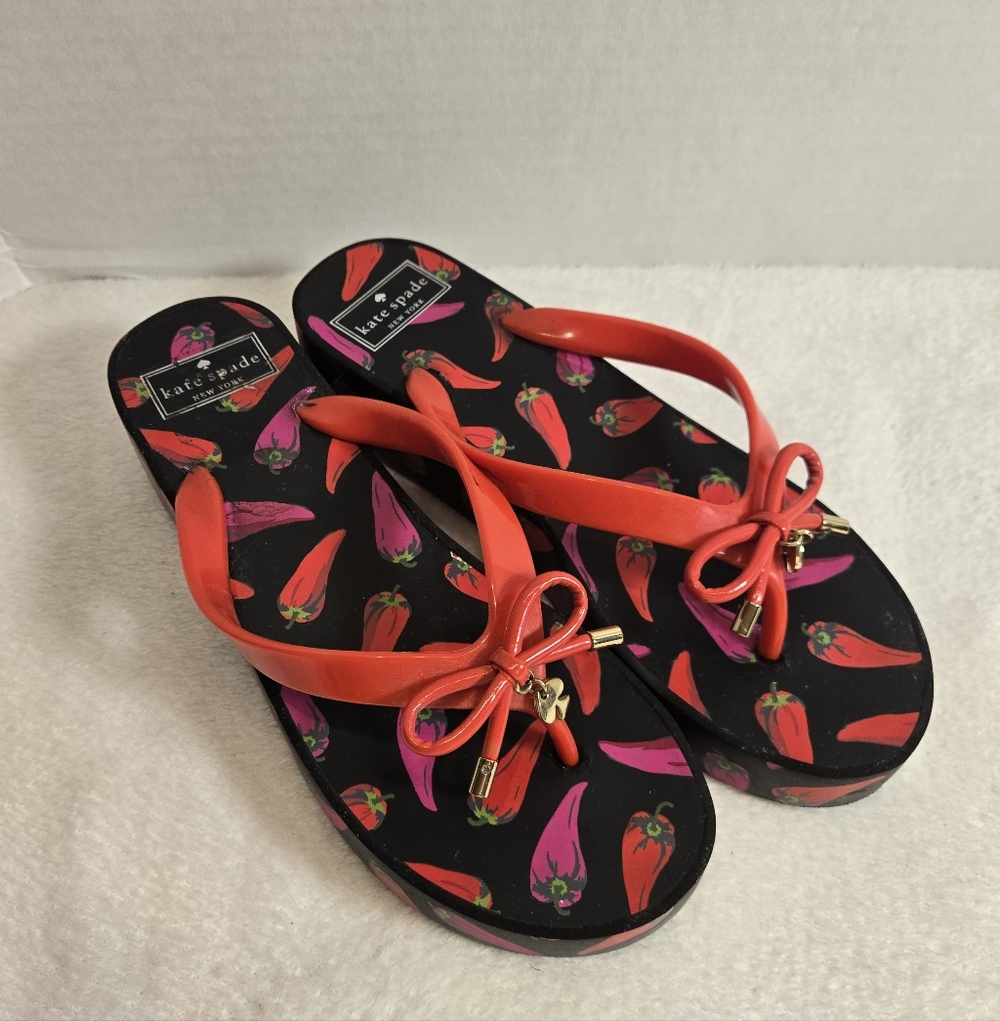 Kate Spade Red and Black Women's Flip Flops